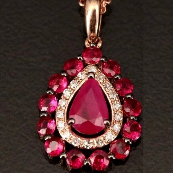 Certified + Warranty / NEW / EFFY Ruby & Diamond Necklace / 14K - Picture 7 of 7